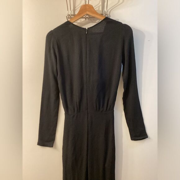 Reformation Ferris Black Tie Front Collared Long Sleeve Jumpsuit Size 4 - Picture 16 of 16